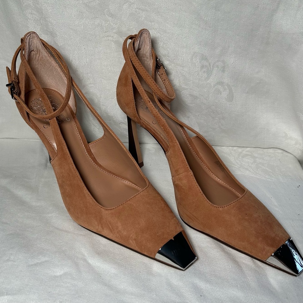 VINCE CAMUTO Sachel Ankle-strap Capped-toe Pumps: Size 9 1/2; NIB